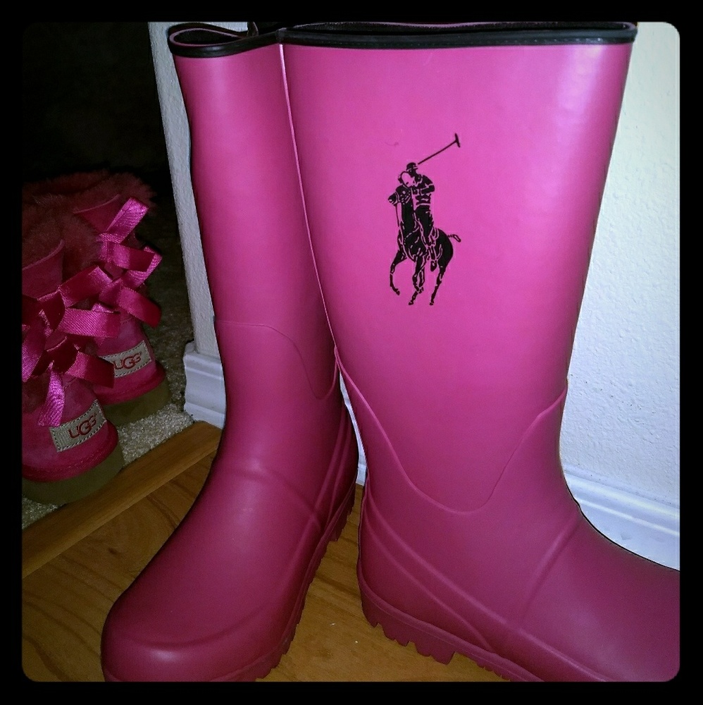 Pink Ralph Lauren rain boots